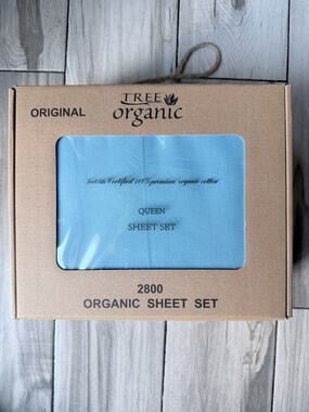 Tree Organic 2800 Series Queen Sheet Set 100% Organic Satisfied Cotton Teal New